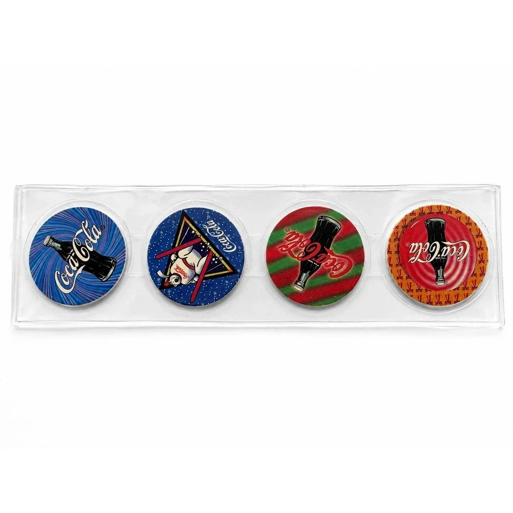 Vintage Coca-Cola Coke Caps Collect-A-Card Lot of 4 1990s Pogs Collectible